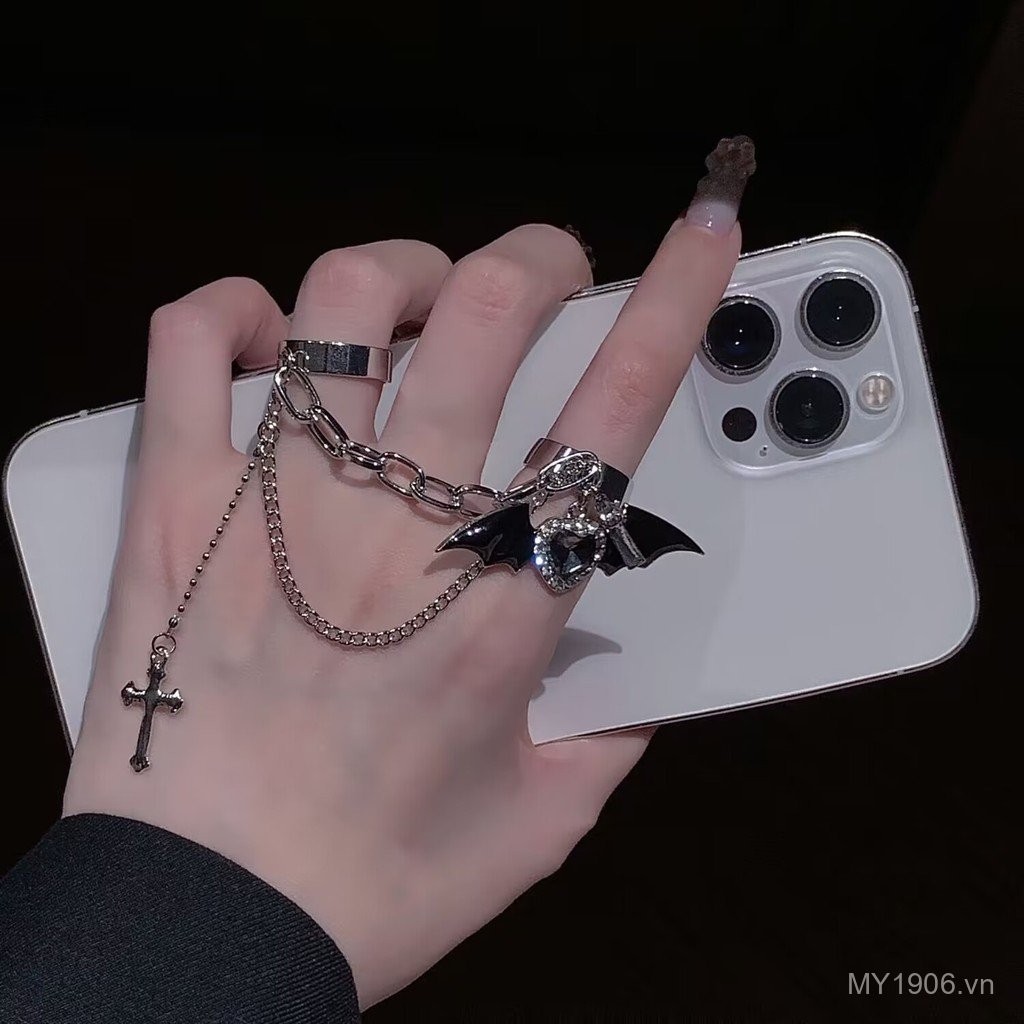 Bông Tai Kẹp & Nhẫn Đôi Phong Cách Goth Sweet Cross - Tối Điệu