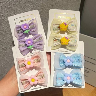 Kẹp tóc công chúa siêu cổ tích, kẹp tóc hoa vải, phụ kiện tóc trẻ em, kẹp bb không gây hại, kẹp tóc bé gái 2 CÁI