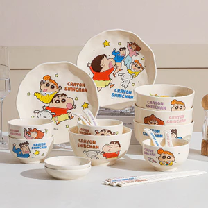 Bộ Đồ Ăn Sứ Shin Siêu Dễ Thương - Bát Cơm, Đĩa Ăn, Thìa, Bát Súp, Phù Hợp Trẻ Em Và Gia Đình"