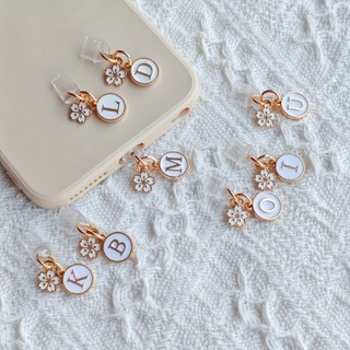 1 Điện Thoại Di Động Chống Bụi Cắm Trắng Hoa Anh Đào Chữ Cái Tiếng Anh A-Z Mặt Dây Chuyền Trang Trí Điện Thoại Di Động