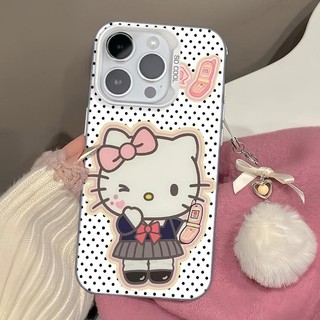 Ốp lưng iPhone hình Hello Kitty đồng phục học sinh công nghệ IMD chống trầy | Tương thích iPhone 16/15/14/13/12/11 Pro M