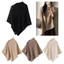 ESSENCEH Dệt Kim Dày Ấm Poncho, Khăn Choàng Pashmina Ấm Áp Không Đều, Dày Thường Ngày Có Nút Đeo Vai Top Thu Đông