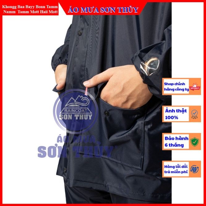 Bộ quần áo đi mưa Sơn Thủy K3, áo mưa bộ 1 lớp kiểu dáng NATO màu tím than aomuasonthuyhn