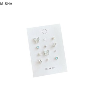 Misa Ngọt Ngào Opal Trái Tim Bông Tai Bộ Dành Cho Nữ Cô Gái Hình Học Tinh Tế Tình Yêu Ngọc Trai Bông Tai Trang Sức Quà Tặng