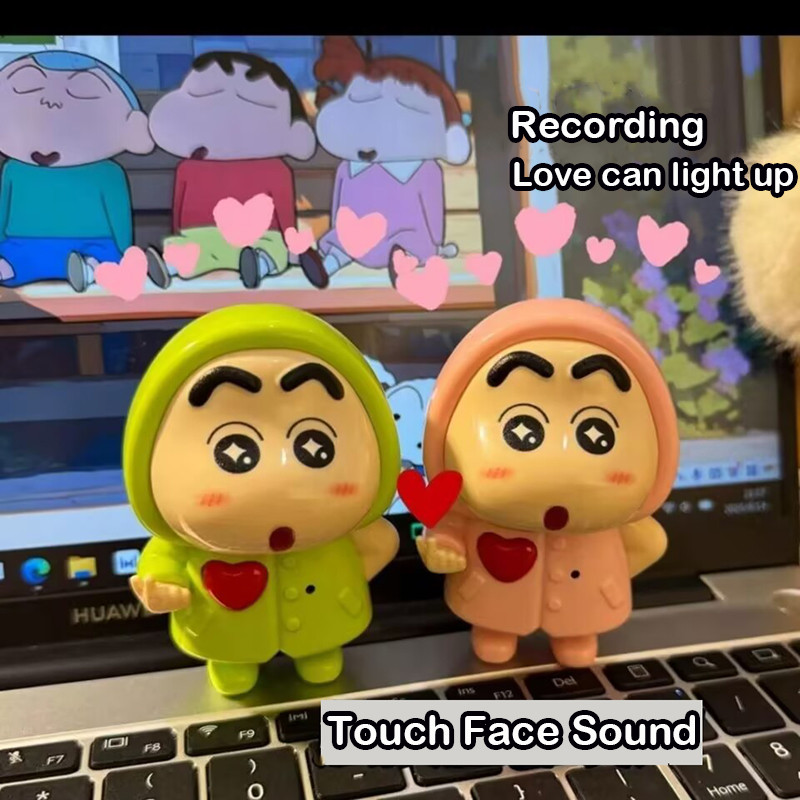 Ghi Âm Mới Crayon Shin-Chan Dạ Quang Búp Bê Cảm Ứng Dễ Thương Mặt Âm Thanh 'I LOVE YOU 'Cặp Đôi Móc Khóa Đồ Chơi Mặt Dây Chuyền Trẻ Em Bé Gái Quà Tặng