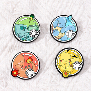 4 Cái / bộ Pokemon Kim Loại Pin Pikachu Charmander Squirtle Trâm Cho Ba Lô Túi Đựng Bút Chì Chống Trơn Trượt Pin