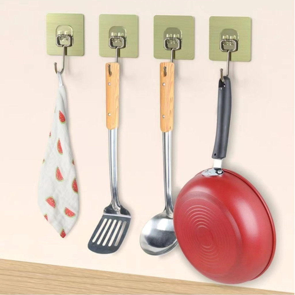 10PCS Móc treo tường lớn dính siêu chắc cho phòng tắm nhà bếp, móc trong suốt có móc nặng và không dấu vết