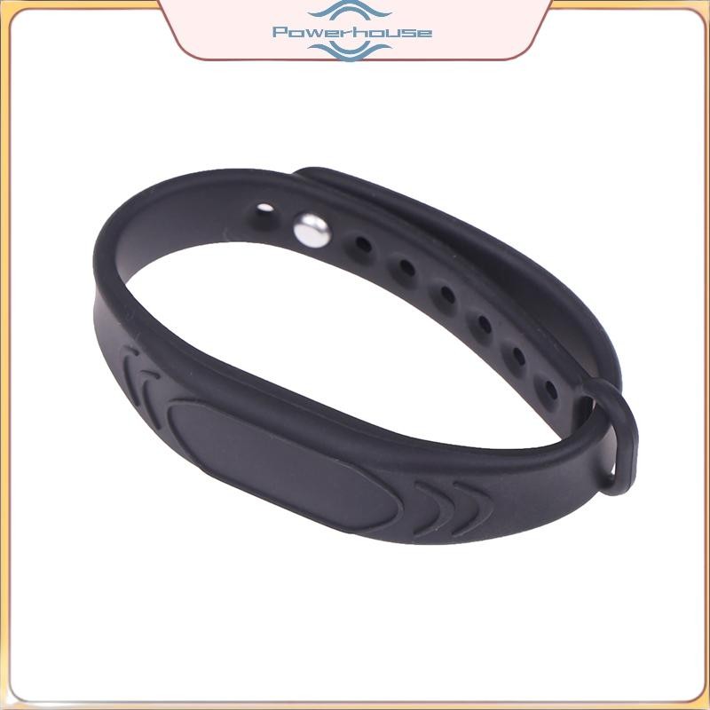 Dây đeo cổ tay RFID silicon đen nguyên chất, điều chỉnh được, chống nước, hỗ trợ 125KHz / 13,56 MHz.