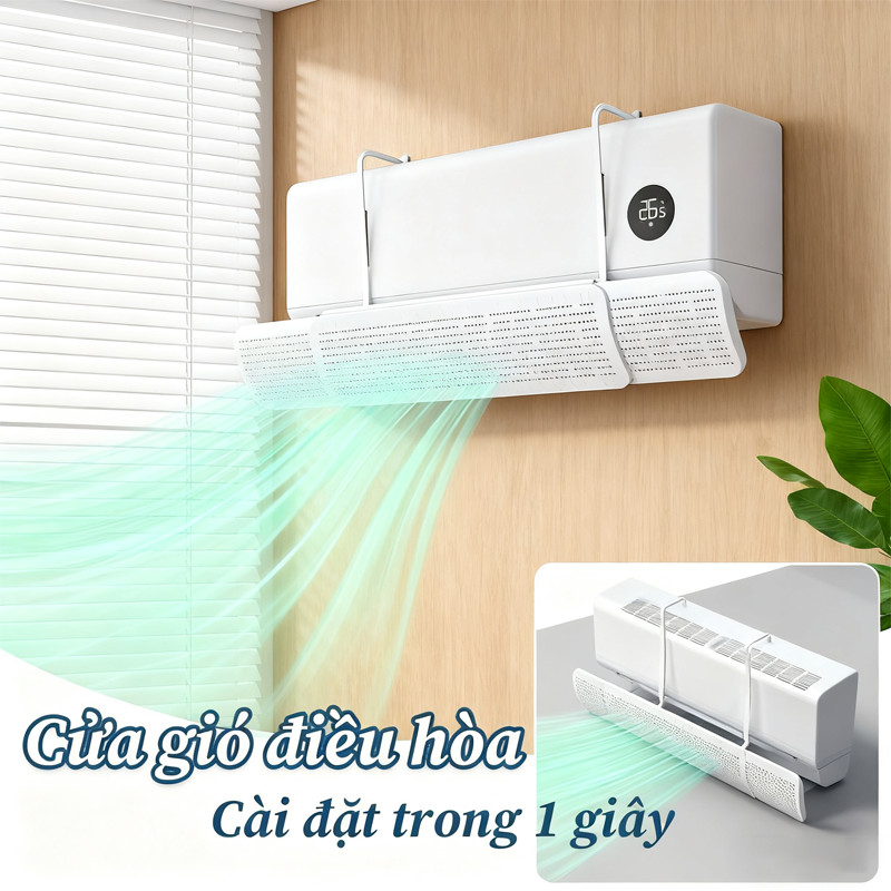 Tấm Chắn Gió Điều Hòa 3 Cánh Xoay 180° Đa Chiều, Điều Chỉnh Kích Thước, Chống Gió Thổi Thẳng