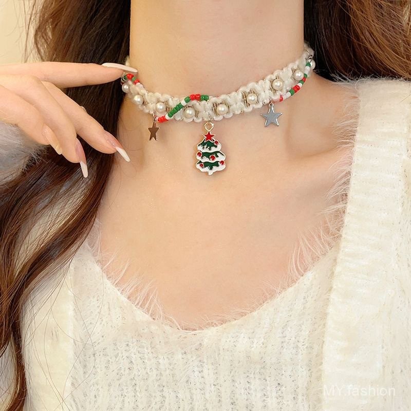 Cây Giáng Sinh Mặt Dây Chuyền, Vòng Cổ Nữ Phù Hợp Thu Đông