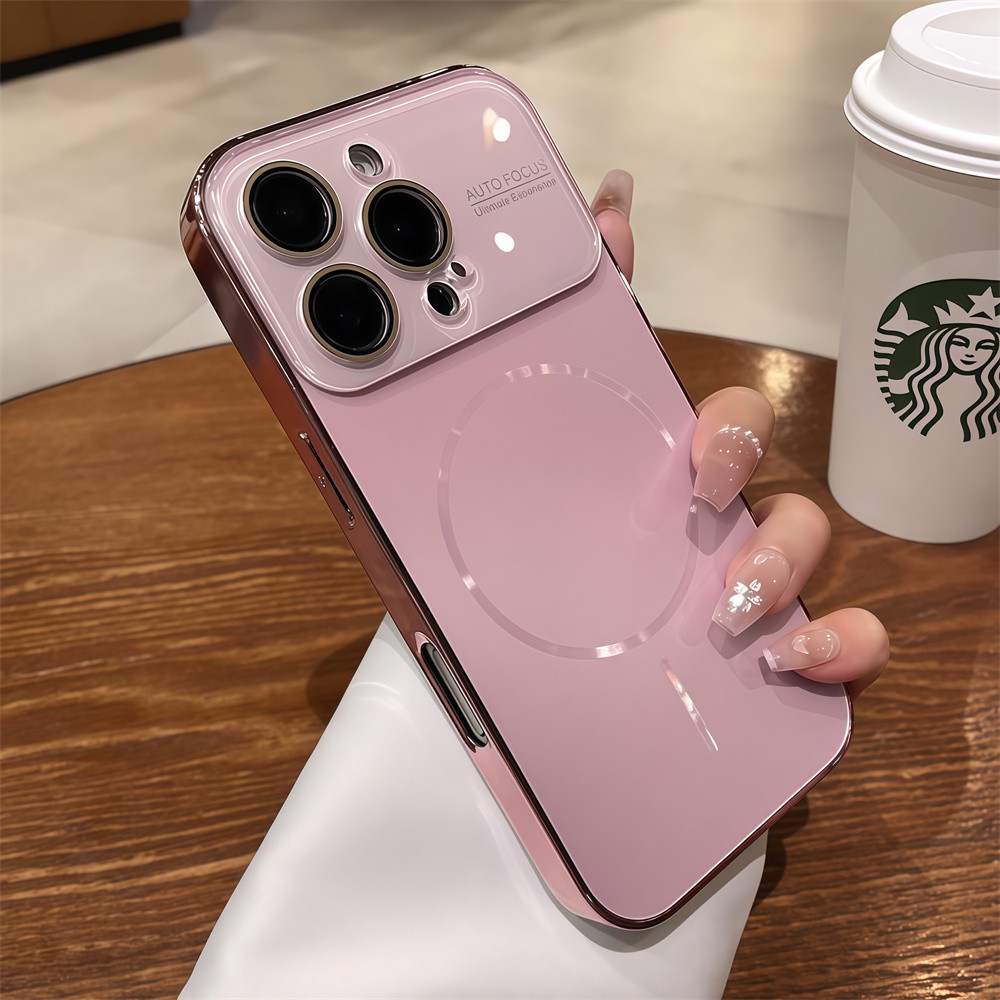 Ốp điện thoại từ tính cửa sổ lớn cho iPhone 17 Pro Max Air 16 14 15 pro max Bảo vệ ống kính chống rơi Vỏ cứng bảo vệ điện thoại