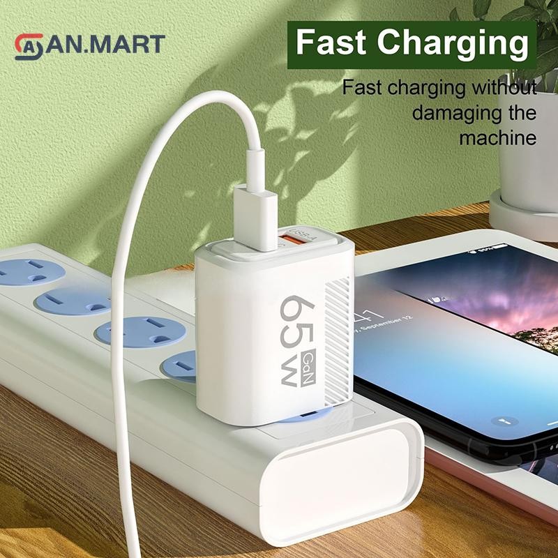 Bigdealssuper 65W USB Type-C GaN Sạc Điện Thoại Dành Cho Huawei PD Du Lịch Power Adapter QC3.0 Cho Máy Tính Bảng Siêu
