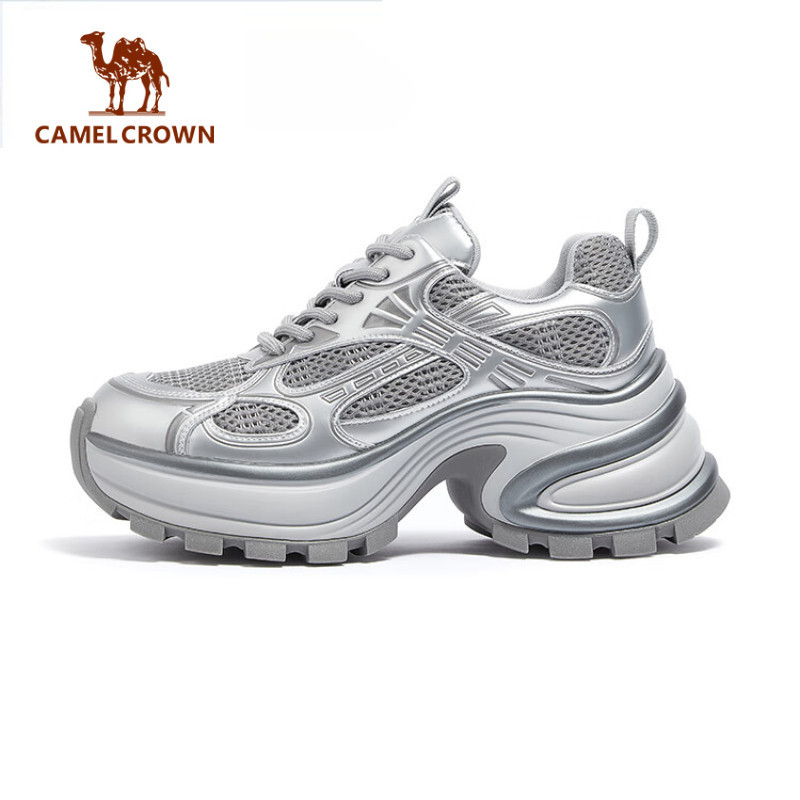 Camel CROWN Giày thể thao thời trang nữ Chunky đế dày Giày thể thao nâng cao đế dày