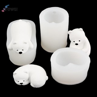 YOWEI 1 Gấu Khuôn Nến Silicon 3D Gấu Bắc Cực Nến Khuôn Trang Trí Bánh DIY Handmade Fondant Đất Sét Chocolate Khuôn VN