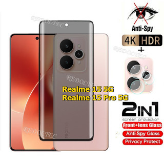 Realme 15 15Pro 5G 2in1 Kính cường lực riêng Chống gián điệp Full Cover Bảo vệ màn hình Chống Peek Privacns Bảo vệ Realme 15 Pro