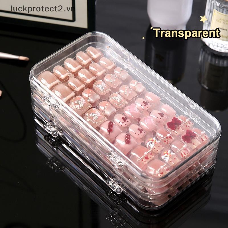 # luckpro # Hộp đựng móng tay ép ba lần Hộp đựng móng tay bằng nhựa trong suốt Hộp đựng móng tay Press-On để trưng bày móng tay giả.