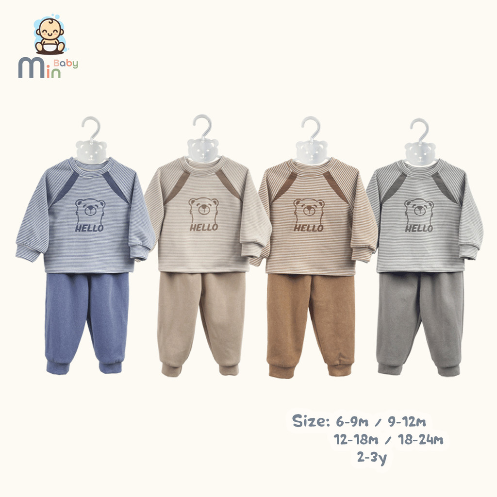 Bộ Nỉ Dài Tay Thu Đông Hello  Mặc Siêu Nhẹ,Cực Kì Ấm Áp - Hàng Chính Hãng AMI0474