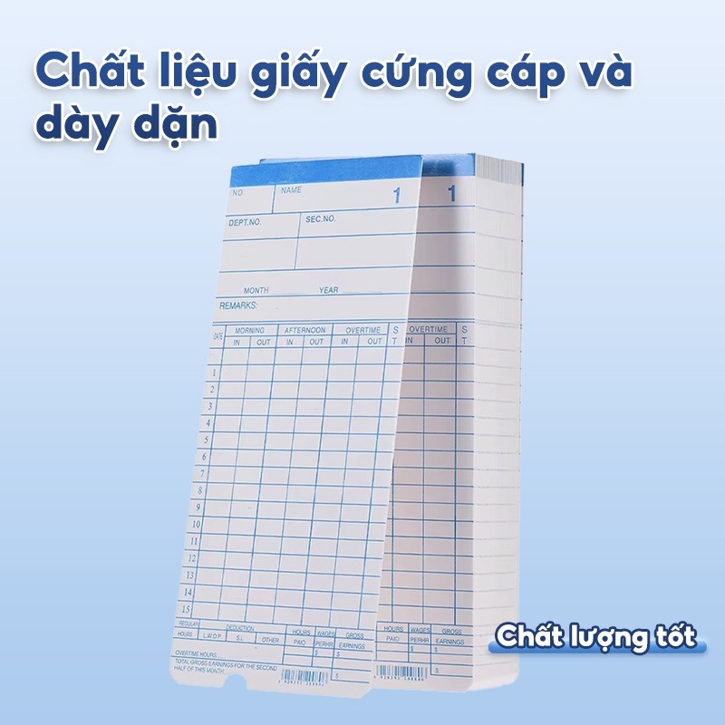 Thẻ Chấm Công Hai Mặt DEXIN F3505/F100BC – Giấy Bìa Cứng Cao Cấp, 100 Tờ/Gói, Dễ Ghi Và Lưu Trữ
