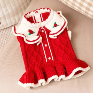【Ready Stock】 Dog Clothes Thick Warm Sweater Knitwear for Autumn and Winter Teddy Cat Clothes Small and Medium-Sized Dogs Pet Clothes AfC4