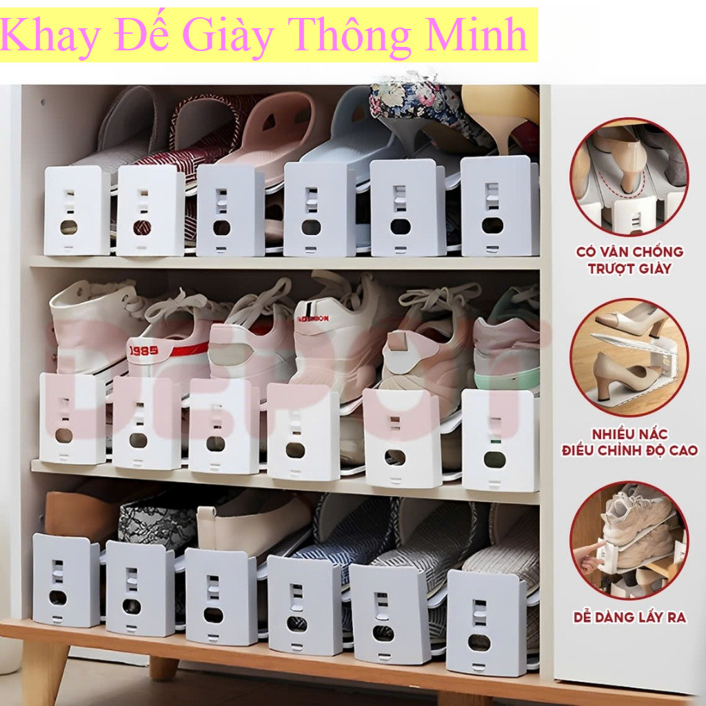 Khay Đựng Giày Thông Minh, Đế Để Giày, Xếp Gọn Giày Dép Tiết Kiệm Không Gian Tủ Giày