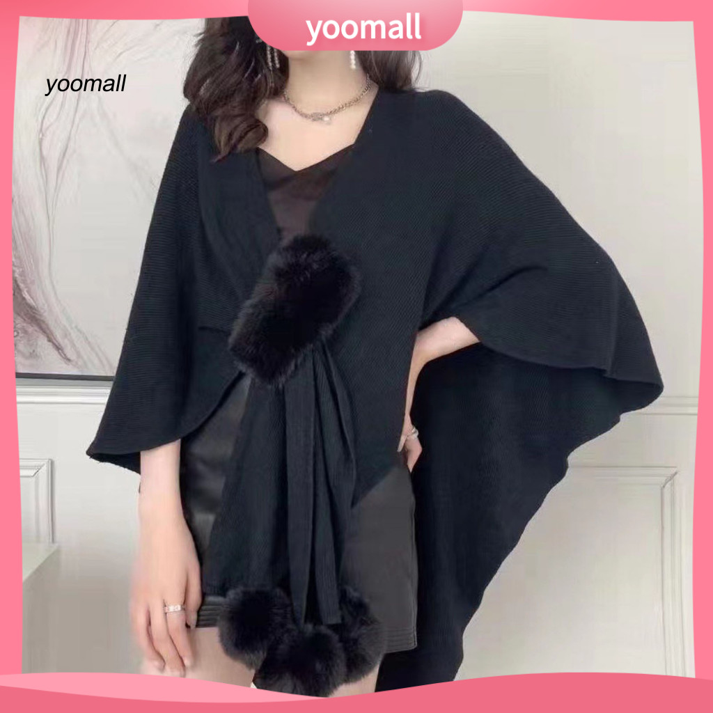 Khăn choàng áo khoác nữ cổ chữ V bóng sang trọng, ấm áp và đa năng