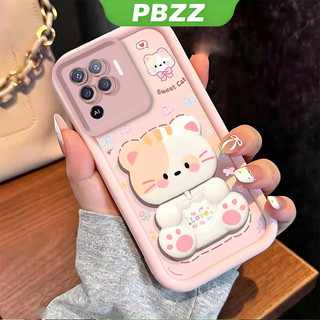 Ốp Lưng Cho OPPO A94 4G Reno 5F 5 lite Vỏ Điện Thoại Vỏ Mềm Silicon Chống Sốc Thiết Kế Mới Thẩm Mỹ Có Giá Đỡ 360° Gương trang điểm mèo dễ thương cho bé gái JTXMMZJ