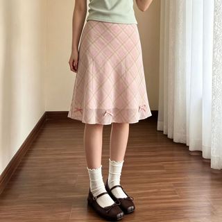 Váy Kẻ Sọc Màu Hồng Đầm Mùa Hè Nơ Cao Cấp Váy Chữ a Slim-fit Ôm Hơn Nhìn Váy 0613