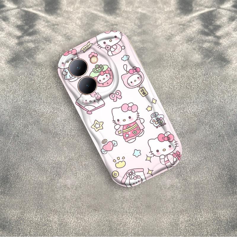 Vỏ Silicon Hoạt Hình Cho VIVO Y28 Y36 4G Y27S Bảo Vệ 3D Vỏ Điện Thoại Mềm TPU Kitty Girl Sinh Viên Chống Sốc Ốp Lưng
