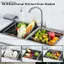 AA 1 Bộ sắp xếp bồn rửa bằng thép không gỉ có thể điều chỉnh với giỏ thoát nước chống trượt Tiết kiệm không gian để lưu trữ mặt bàn nhà bếp VN