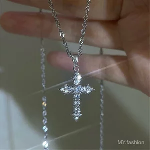 Vòng cổ mặt dây chuyền chéo siêu nhấp nháy, Dây chuyền xương đòn đơn giản phù hợp cho bé gái