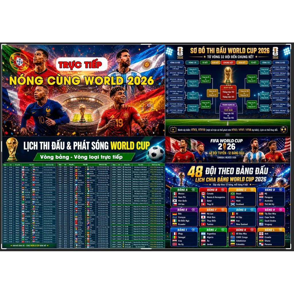 LỊCH WORLD CUP 2026 DÁN TƯỜNG – DÀNH CHO NHÀ HÀNG, QUÁN CÀ PHÊ