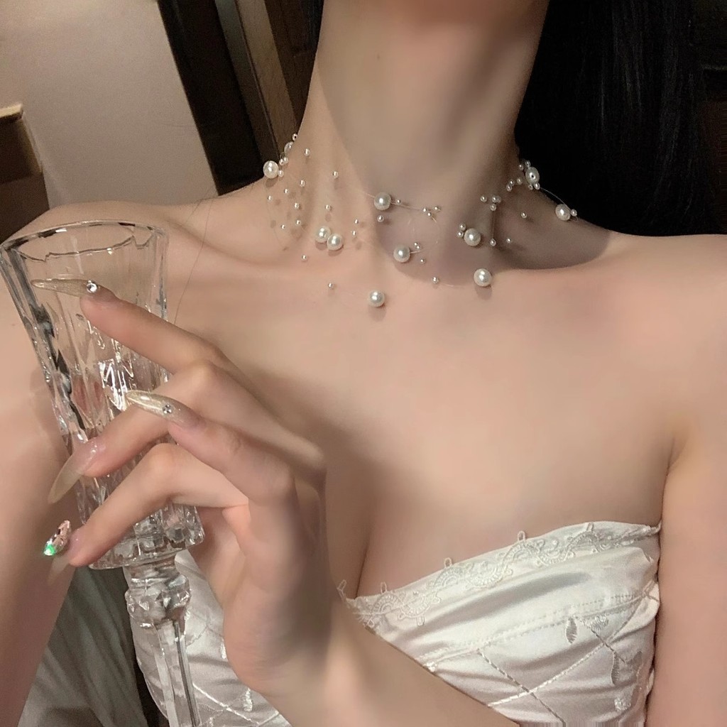 Ánh Sáng Sang Trọng Niche Cao Cấp Người Nổi Tiếng Ngọc Trai Vòng Cổ Nữ Siêu Cổ Tích Tính Khí Thời Trang Người Ảnh Hưởng Cùng Phong Cách C