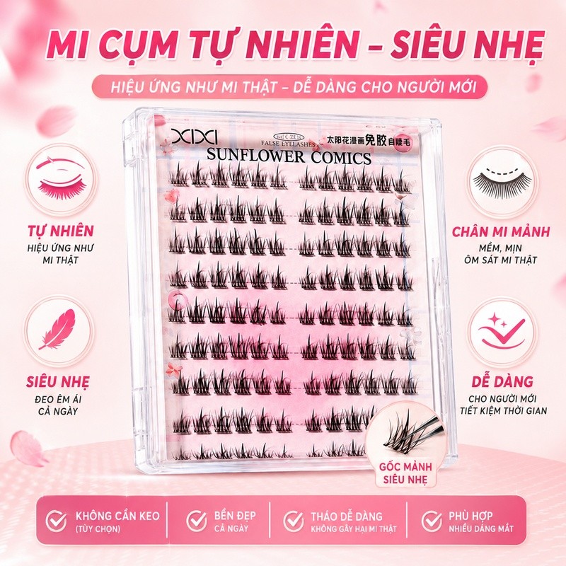 Mi Giả XIXI Tự Nhiên Mỏng Nhẹ Cong Mềm Dễ Gắn Không Cộm Mắt Phù Hợp Trang Điểm Hằng Ngày JM24