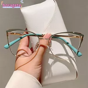 Kính Chống Ánh Sáng Xanh BORAGETE, Kính Mắt Vuông Bảo Vệ Mắt Siêu Nhẹ, Kính Mắt Khung Chặn Xanh Kim Loại Di Động Nam Nữ