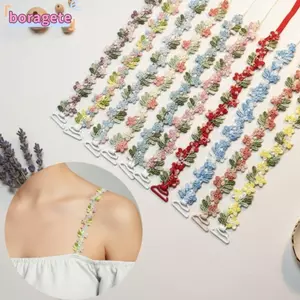 BORAGETE 1 Cặp Dây Đeo Áo Ngực Hoa, Dây Đeo Vai Co Giãn Có Thể Điều Chỉnh, Quà Tặng Ren Chống Trơn Trượt Hoa Dây Đeo Vai Nữ