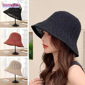 Mũ đi biển BORAGETE Có thể gập lại Xuân Hè Tấm che lớn Chống tia cực tím Vành rộng Mũ ngư dân ngoài trời