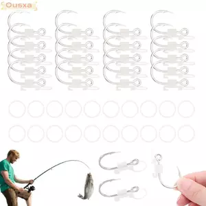 OUSXA 5 / 10 / 20 Cái Móc Tôm Sống Dạ Quang, Bộ Giá Đỡ Cố Định Mồi Dạ Quang Bằng Không Gỉ, Chống Rối Chống Trượt Móc Câu Cá Thép Gai Sắc Nét Cho Phụ Kiện Câu Cá