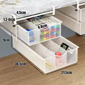 Ngăn kéo lưới tủ kéo EDIWANY, Giá lưu trữ dưới bàn trượt / kéo ra bằng thép Carbon, chịu tải lớn Giỏ treo tủ quần áo có thể điều chỉnh thoáng khí Đồ dùng văn phòng