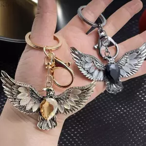 KIKIN Móc Khóa Cá Tính Độc Đá Mắt Hawks Cánh Và Mèo Thiết Kế Cổ Điển Cho Chìa Khóa Ô Tô Hoặc Túi Decorati