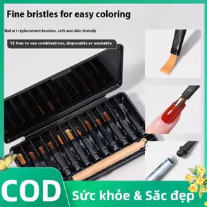 Trong Kho 12Pcs Dùng Một Lần Nail Polish Bàn Chải Bút Thiết Lập Thay Thế Đầu Làm Móng Tay Công Cụ Cá Tuyết