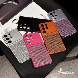 Vỏ họa tiết lưới kim cương lấp lánh cho Samsung Galaxy A57 A56 A55 S26 S25 S24 S23 Plus FE S22 Note 20 Ultra 5G 4G Sang trọng Màu cam rực rỡ Bling Vỏ sáng đầy màu sắc