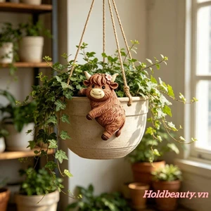 Tượng vườn bò cao nguyên thu nhỏ Trang trí lều trồng cây đáng yêu