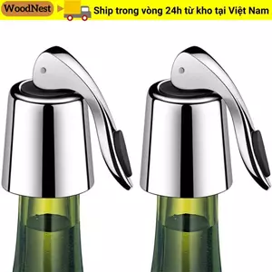 Nút chai rượu WOODNEST, Nút chai rượu vang có thể tái sử dụng, có con dấu silicon Thép không gỉ Giữ rượu tươi Niêm phong phích cắm rượu vang