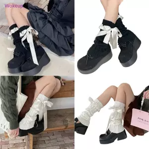 Woke Y2K Lolitas Làm Ấm Chân Ba Lê Băng Đan Tất Dài Quần Legging Gaiters