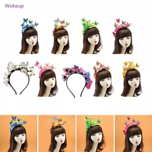Woke Bướm Fascinator Mũ 3d Bướm Đầu Bướm Mũ Đảng Mũ Bướm HairBand Bướm Tóc Hoo