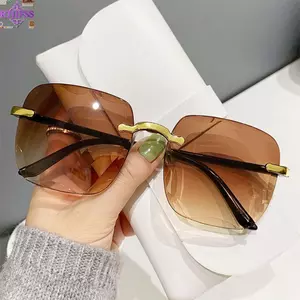 Kính râm không vành RTJIFSS, Kính râm Gradient UV400 cổ điển, Sắc thái nữ cổ điển cho mùa hè