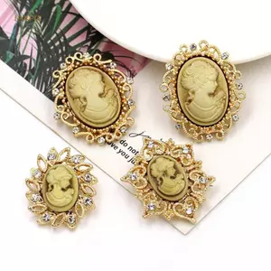 PNPIA- 12 Miếng Nhựa Và Kim Cương Giả Phong Cách Vintage Cameo Trâm Chân Trong Cổ