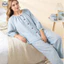 Vòng bít co giãn viền ren nữ Bộ đồ dài tay / Quần dài tay cổ tròn chấm bi Bộ đồ ngủ Cotton nguyên chất / Thoải mái