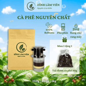 Cà phê Robusta Gia Lai bột rang củi/ rang xay mộc pha phin nguyên chất 250g-1kg | Dĩnh Lâm Viên