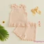 Bộ áo liền quần không tay cho bé gái mới biết đi + nơ vai và trang phục quần short phù hợp